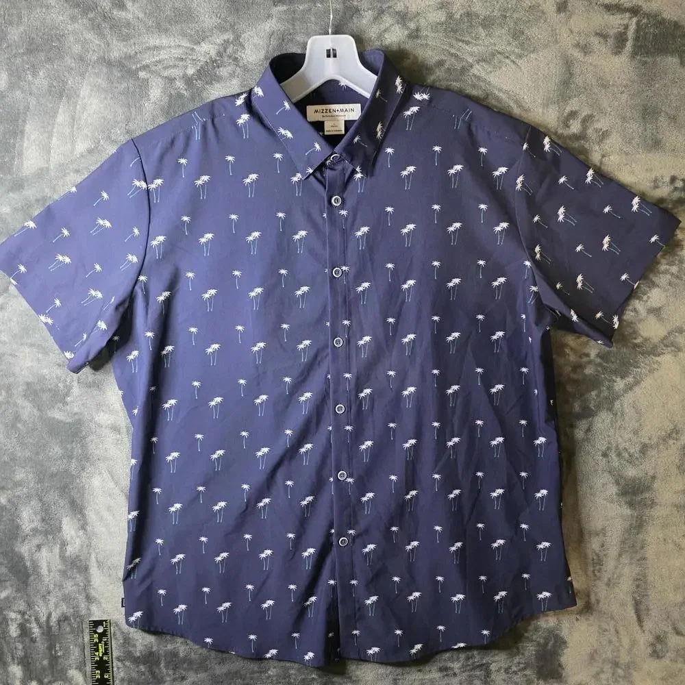 Mizzen+Main Performance Classic Short Sleeve Button Up with Palm Tree